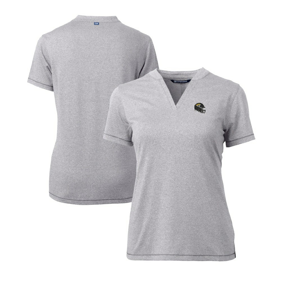 Jacksonville Jaguars Cutter & Buck Women's Helmet Logo DryTec Forge Stretch V-Neck Blade Top | NFL Sale