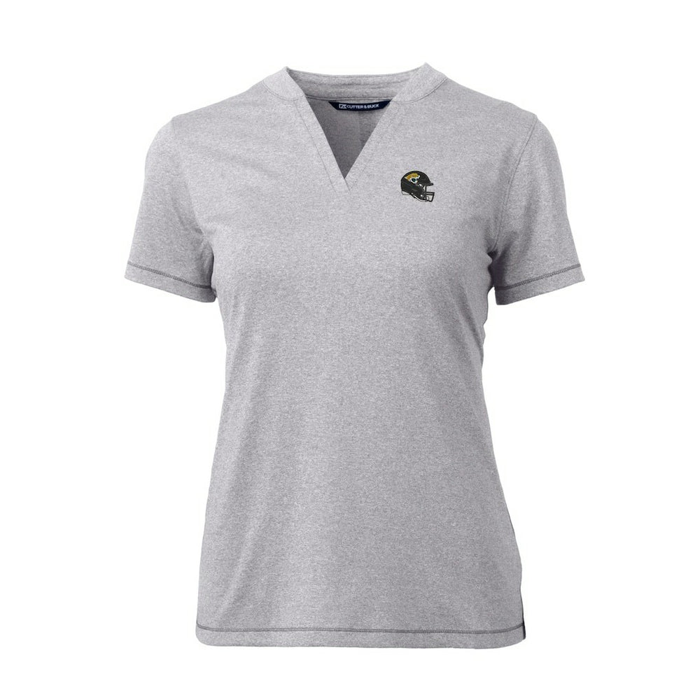 Jacksonville Jaguars Cutter & Buck Women's Helmet Logo DryTec Forge Stretch V-Neck Blade Top | NFL Sale