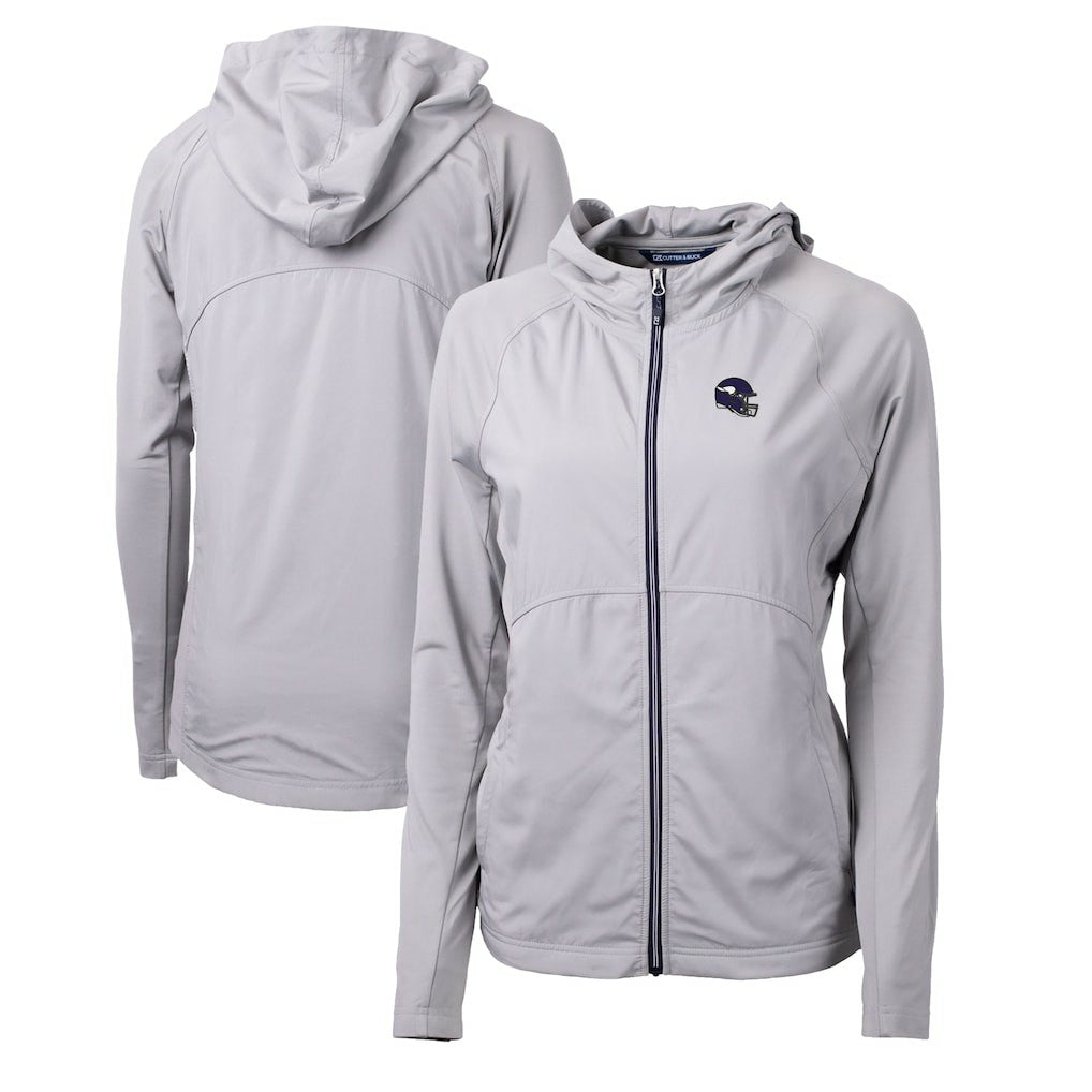 Minnesota Vikings Cutter & Buck Women's Helmet Logo Adapt Eco Knit Hybrid Recycled Full-Zip Hoodie | NFL Sale