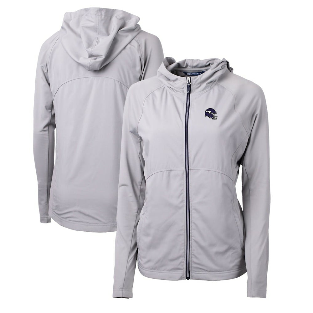 Minnesota Vikings Cutter & Buck Women's Helmet Logo Adapt Eco Knit Hybrid Recycled Full-Zip Hoodie | NFL Sale