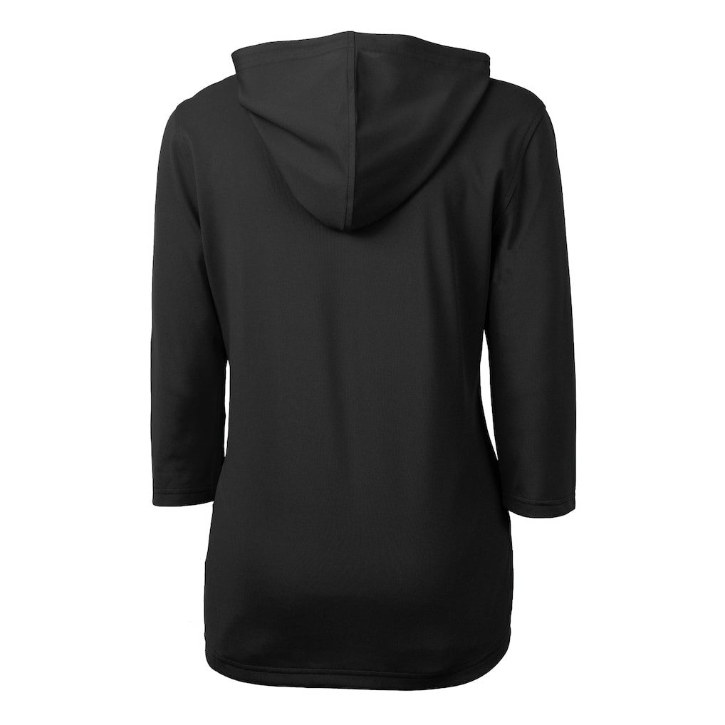 Carolina Panthers Cutter & Buck Women's Helmet Logo DryTec Virtue Eco Pique Recycled 3/4-Sleeve Half-Zip Pullover Hoodie | NFL New