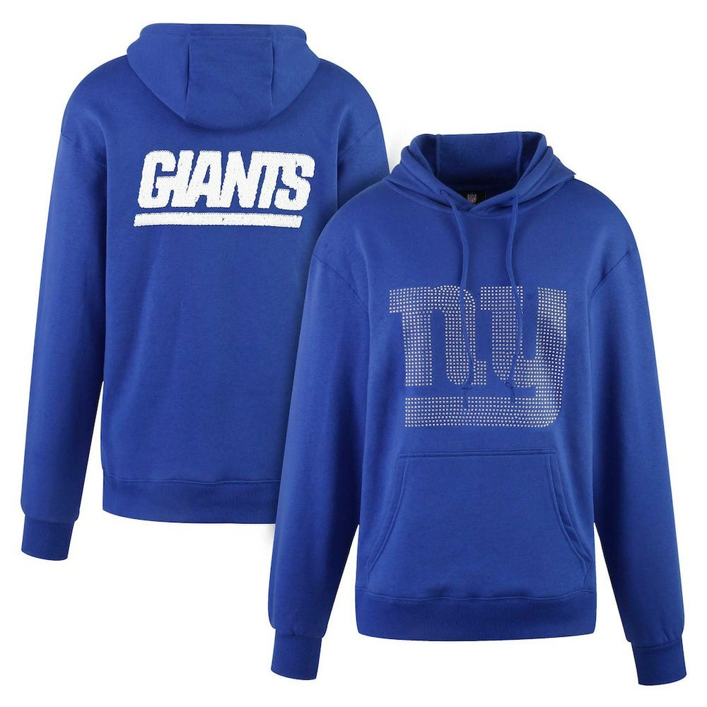 New York Giants Cuce Women's Rhinestone Logo Wordmark Pullover Hoodie | NFL Outlet
