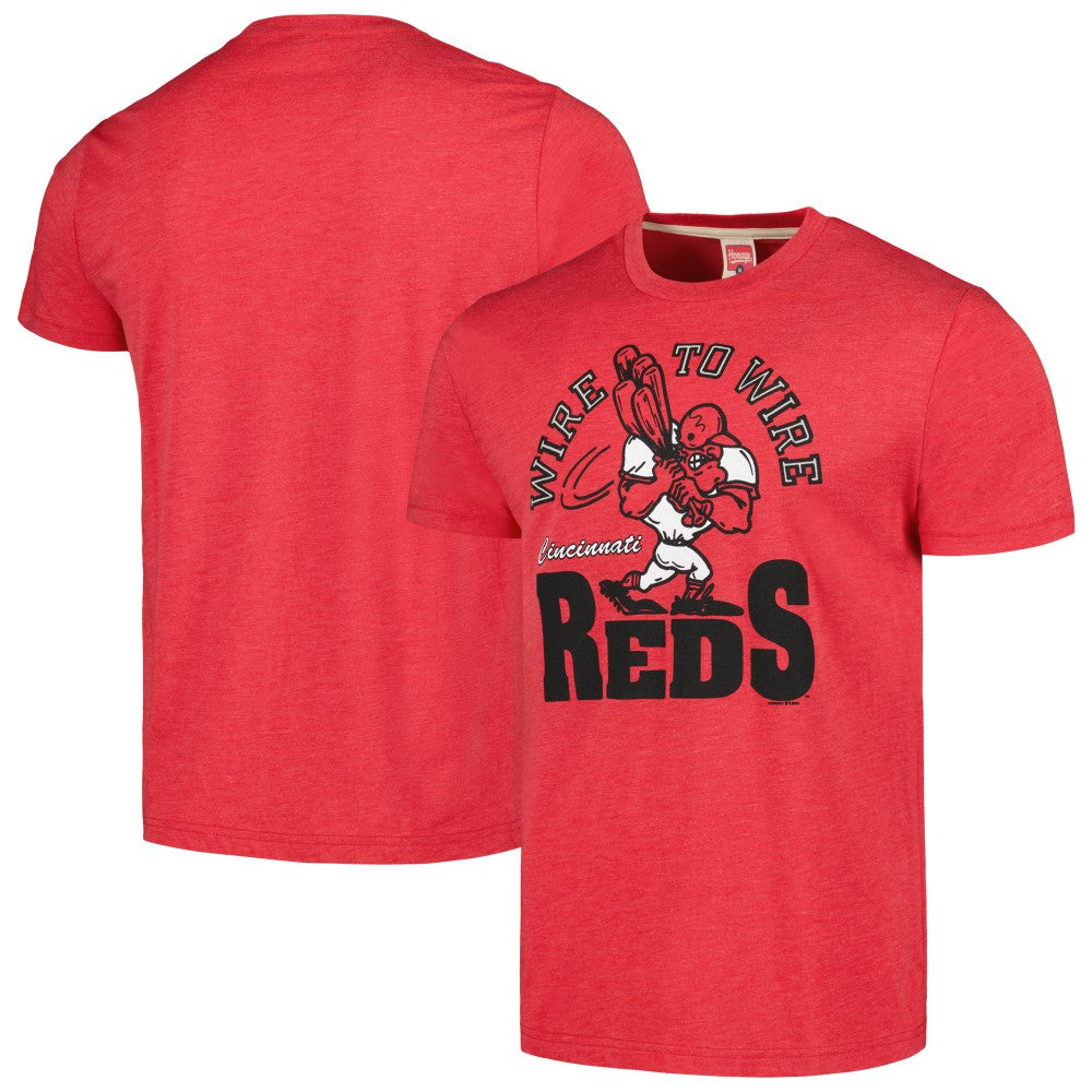 Cincinnati Reds Homage Doodle Collection Wire to Wire Tri-Blend T-Shirt - MLB T-shirts