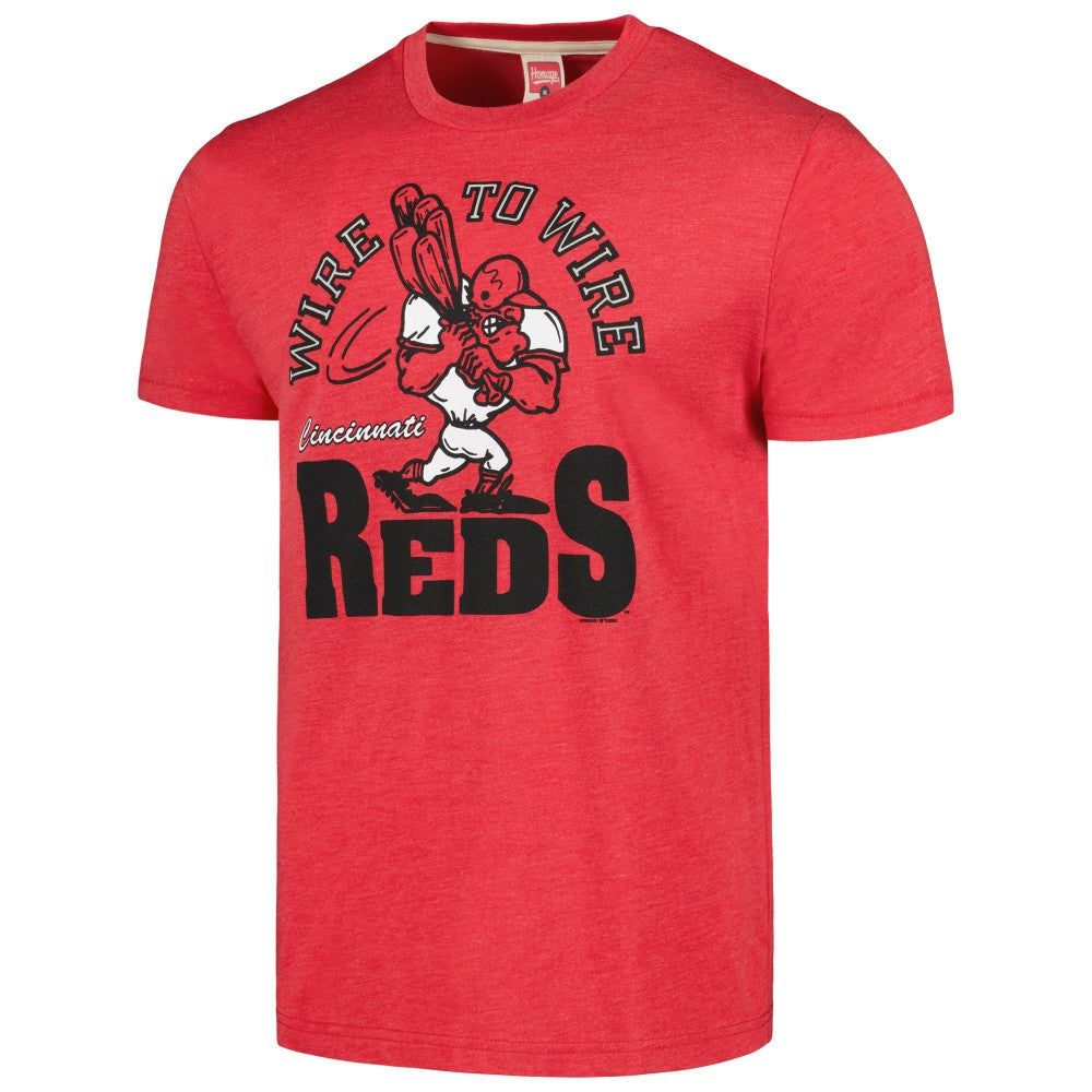 Cincinnati Reds Homage Doodle Collection Wire to Wire Tri-Blend T-Shirt - MLB T-shirts