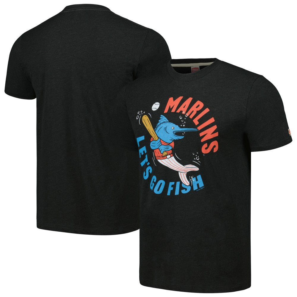Miami Marlins Homage Doodle Collection Let's Go Fish Tri-Blend T-Shirt - MLB T-shirts