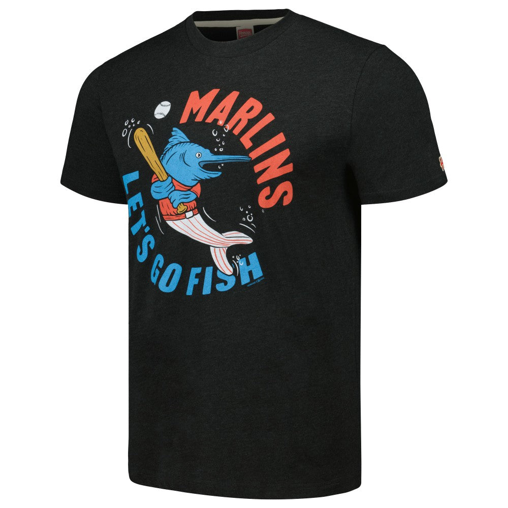 Miami Marlins Homage Doodle Collection Let's Go Fish Tri-Blend T-Shirt - MLB T-shirts