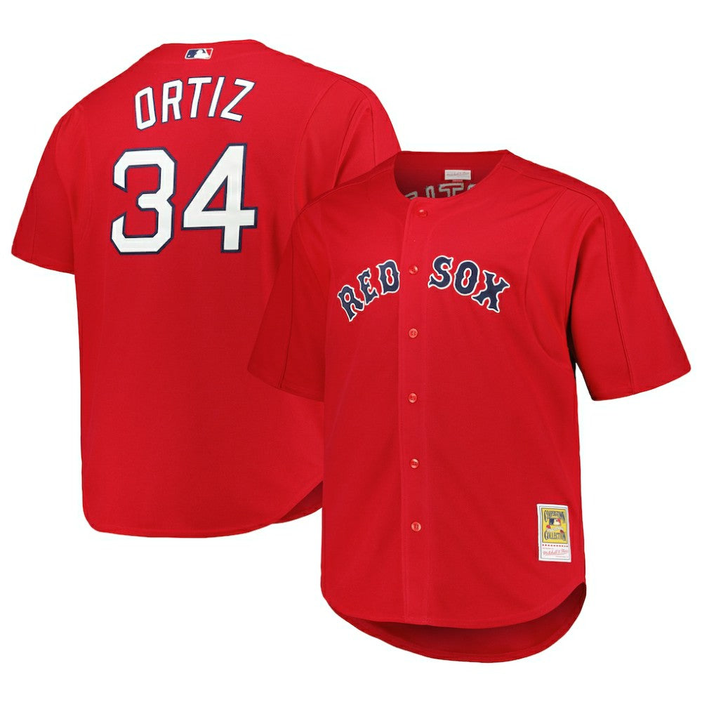 David Ortiz Boston Red Sox Mitchell & Ness Big & Tall Cooperstown Mesh Batting Practice Jersey - MLB Jerseys
