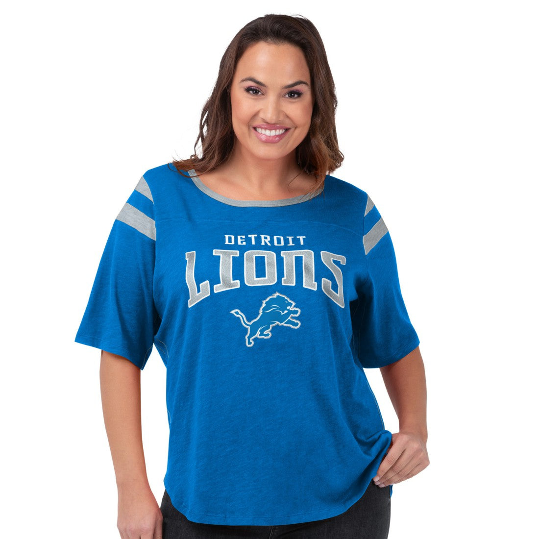 Detroit Lions G-III 4Her by Carl Banks Women's Plus Size Linebacker T-Shirt | NFL US