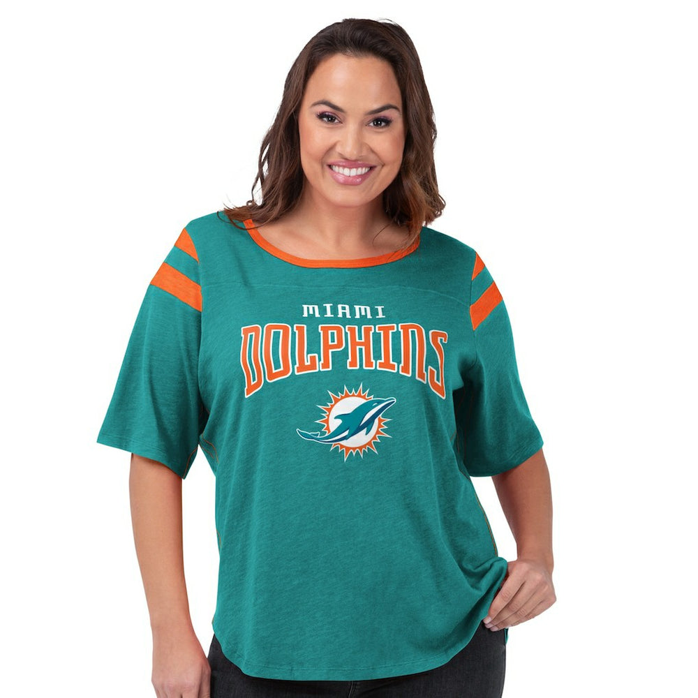 Miami Dolphins G-III 4Her by Carl Banks Women's Plus Size Linebacker T-Shirt | NFL Outlet