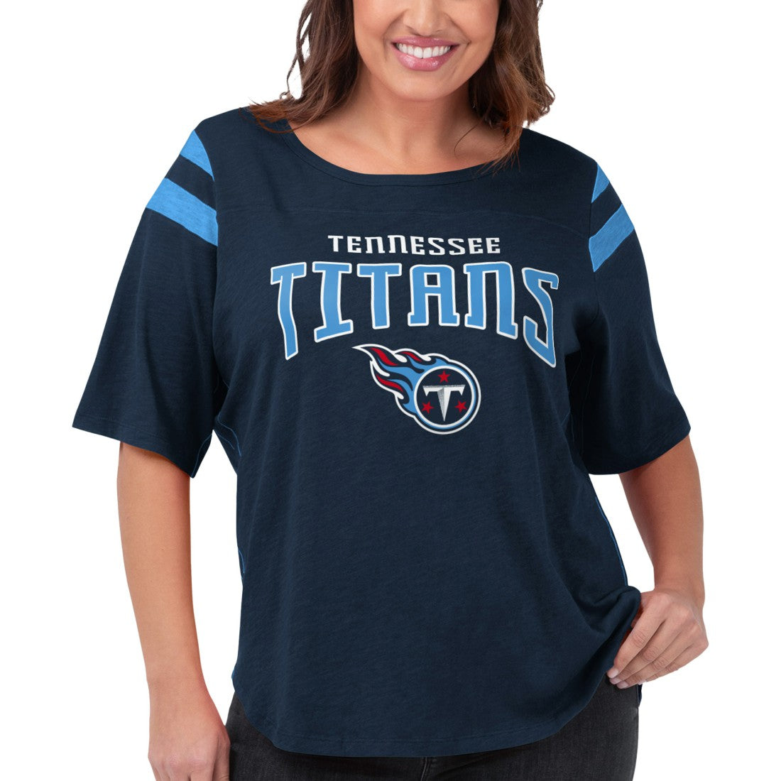 Tennessee Titans G-III 4Her by Carl Banks Women's Plus Size Linebacker T-Shirt | NFL US