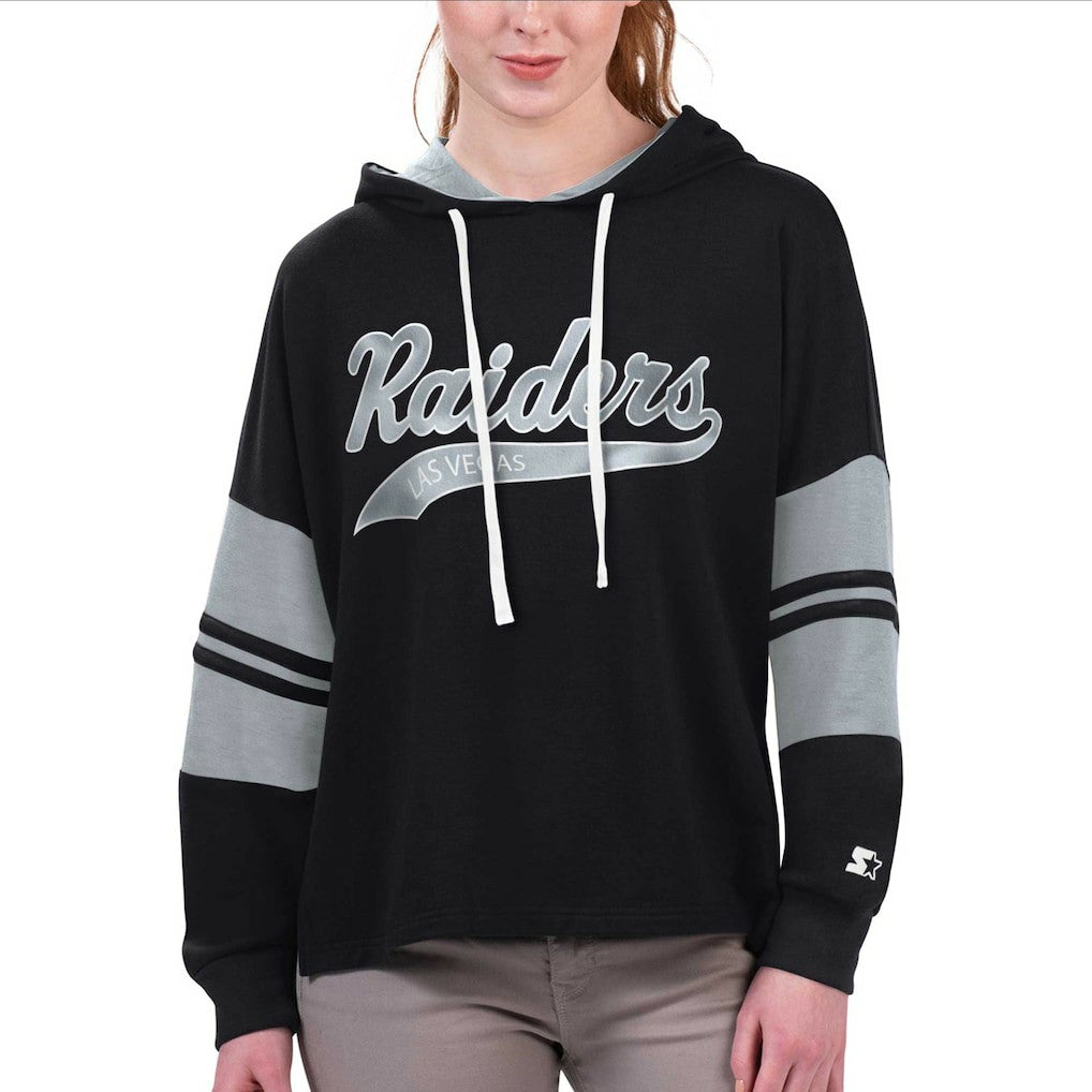 Las Vegas Raiders Starter Women's Bump And Run Long Sleeve Hoodie T-Shirt | NFL US