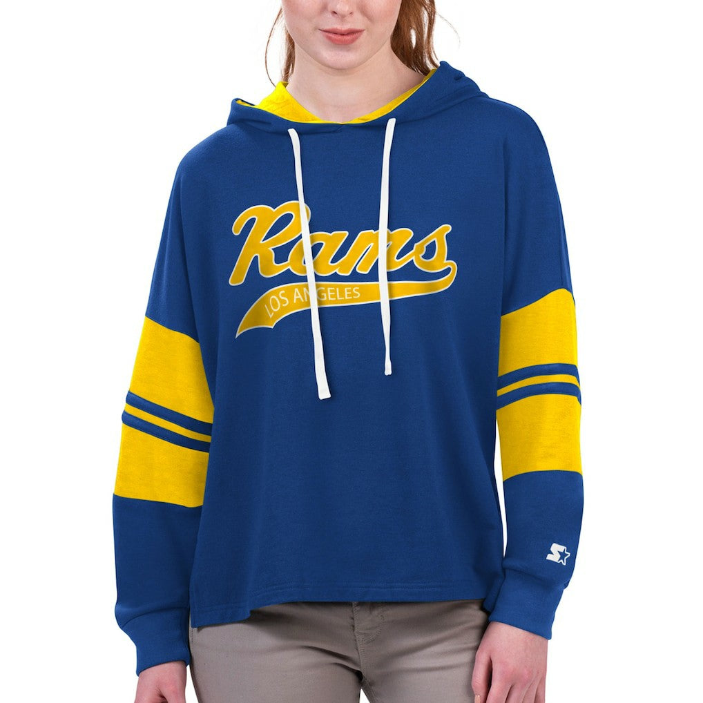 Los Angeles Rams Starter Women's Bump And Run Long Sleeve Hoodie T-Shirt | NFL New