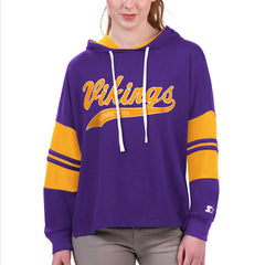 Minnesota Vikings Starter Women's Bump And Run Long Sleeve Hoodie T-Shirt | NFL Discount