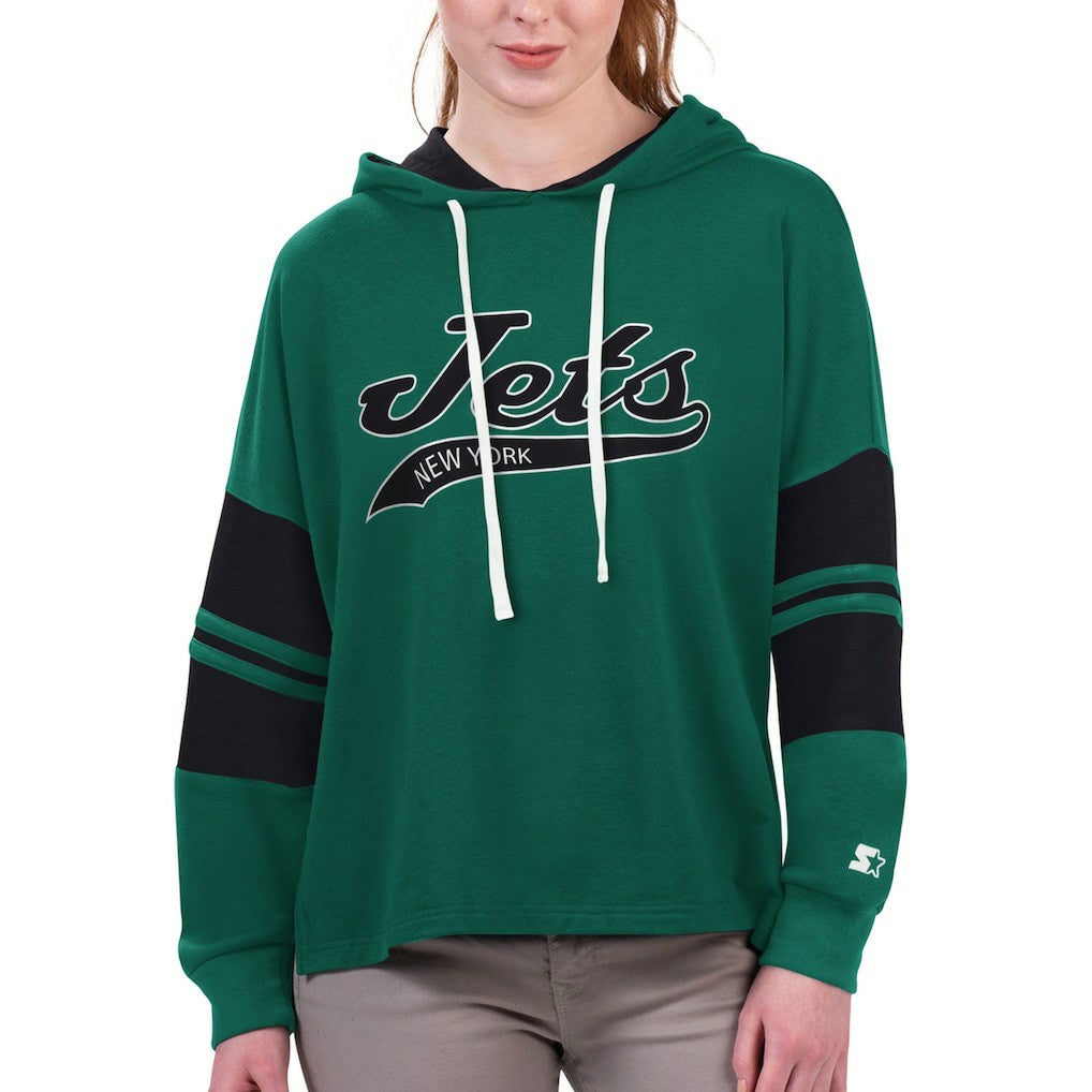 New York Jets Starter Women's Bump And Run Long Sleeve Hoodie T-Shirt | NFL Outlet
