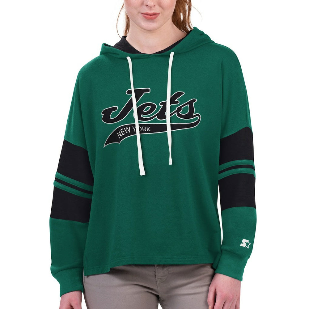 New York Jets Starter Women's Bump And Run Long Sleeve Hoodie T-Shirt | NFL Outlet