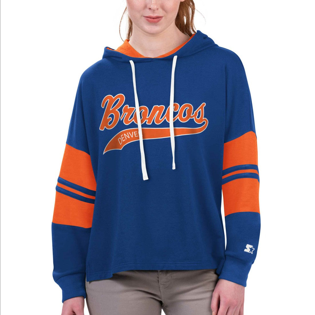Denver Broncos Starter Women's Bump And Run Long Sleeve Hoodie T-Shirt | NFL Online