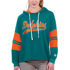 Miami Dolphins Starter Women's Bump And Run Long Sleeve Hoodie T-Shirt | NFL Online