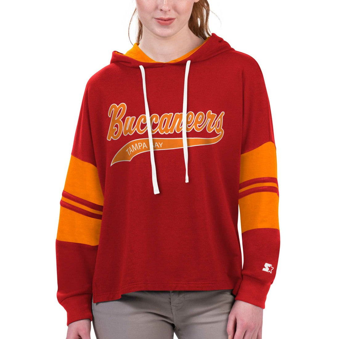 Tampa Bay Buccaneers Starter Women's Bump And Run Long Sleeve Hoodie T-Shirt | NFL Outlet