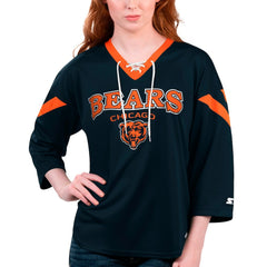 Chicago Bears Starter Women's Rally Lace-Up 3/4 Sleeve T-Shirt | NFL US