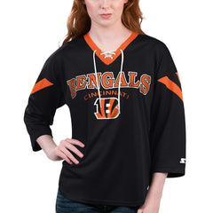 Cincinnati Bengals Starter Women's Rally Lace-Up 3/4 Sleeve T-Shirt | NFL New