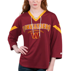 Washington Commanders Starter Women's Rally Lace-Up 3/4 Sleeve T-Shirt | NFL On sale