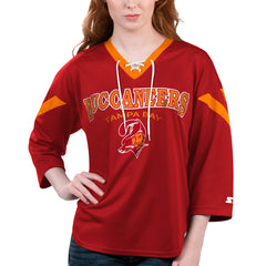 Tampa Bay Buccaneers Starter Women's Rally Lace-Up 3/4 Sleeve T-Shirt | NFL Online