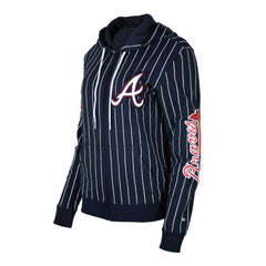 Atlanta Braves New Era Women's Pinstripe Tri-Blend Full-Zip Hoodie Jacket - MLB Jackets