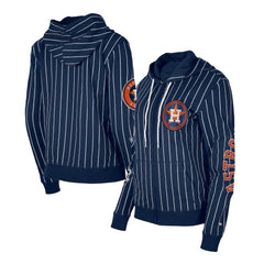 Houston Astros New Era Women's Pinstripe Tri-Blend Full-Zip Hoodie Jacket - MLB Jackets