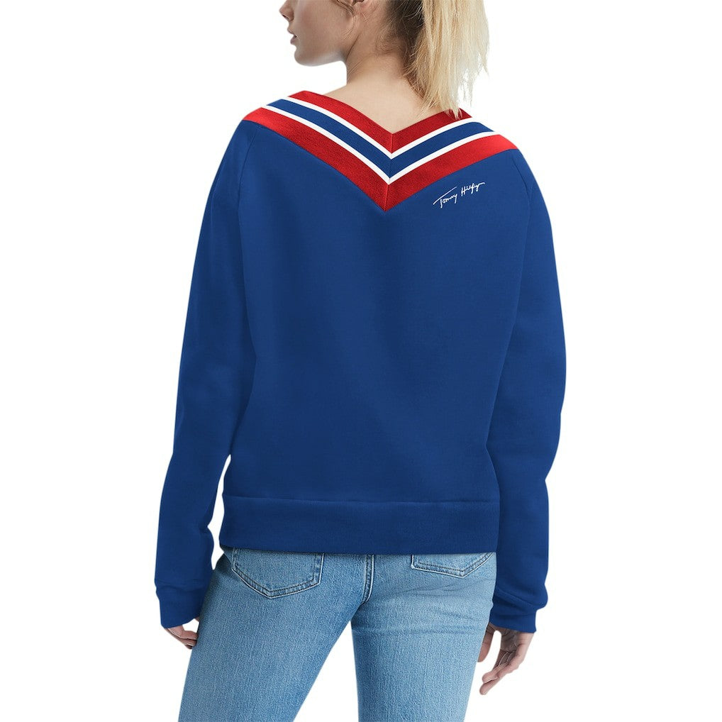 New York Giants Tommy Hilfiger Women's Heidi Raglan V-Neck Sweater | NFL US
