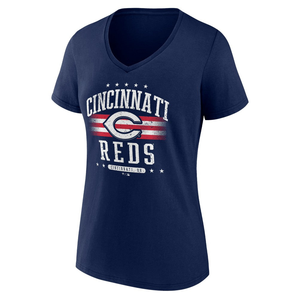 Cincinnati Reds Women's Americana Team V-Neck T-Shirt - MLB T-shirts