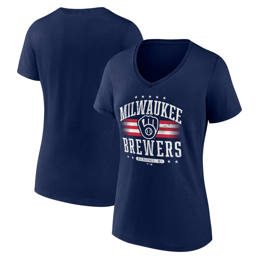 Milwaukee Brewers Women's Americana Team V-Neck T-Shirt - MLB T-shirts