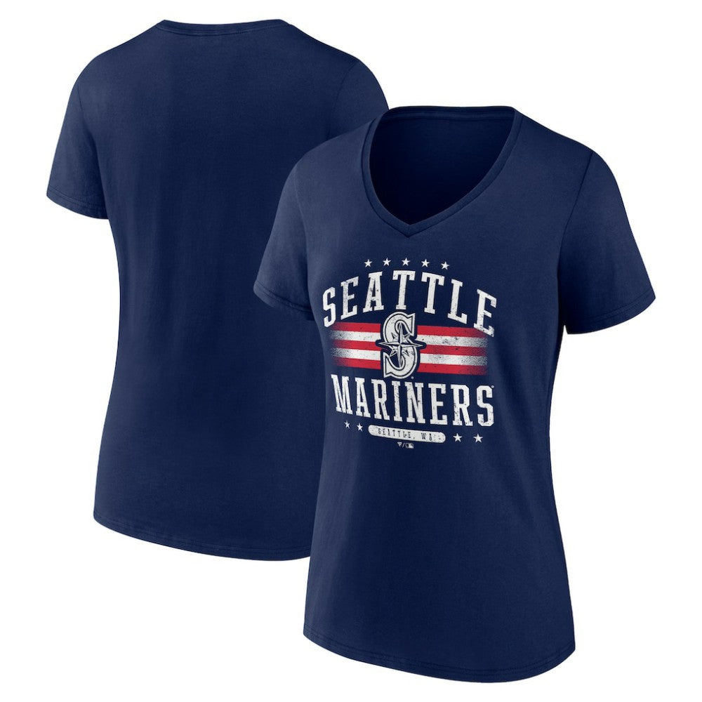 Seattle Mariners Women's Americana Team V-Neck T-Shirt - MLB T-shirts