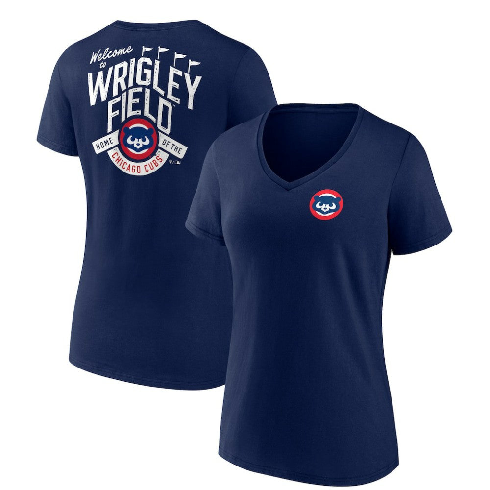 Chicago Cubs Women's Hometown Collection Wrigley V-Neck T-Shirt - MLB T-shirts