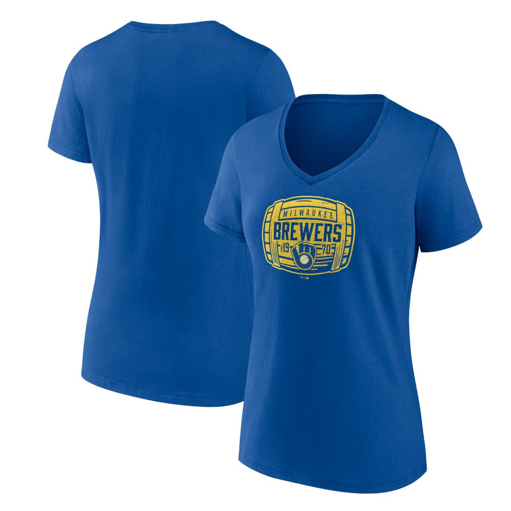 Milwaukee Brewers Women's Hometown Collection Barrel V-Neck T-Shirt - MLB T-shirts