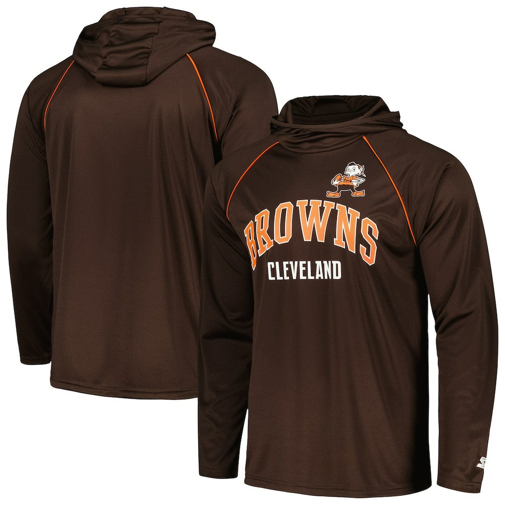 Cleveland Browns Starter Gridiron Classics Throwback Raglan Long Sleeve Hooded T-Shirt | NFL New