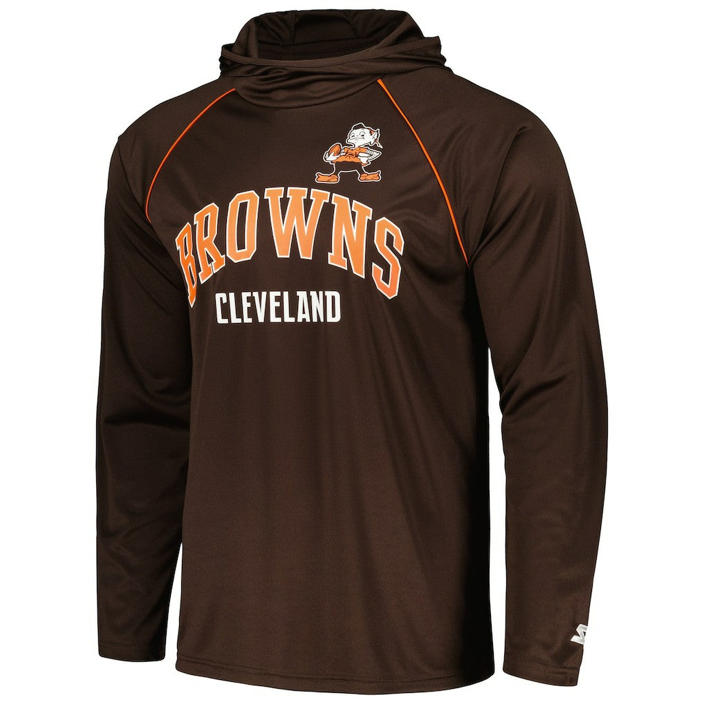 Cleveland Browns Starter Gridiron Classics Throwback Raglan Long Sleeve Hooded T-Shirt | NFL New