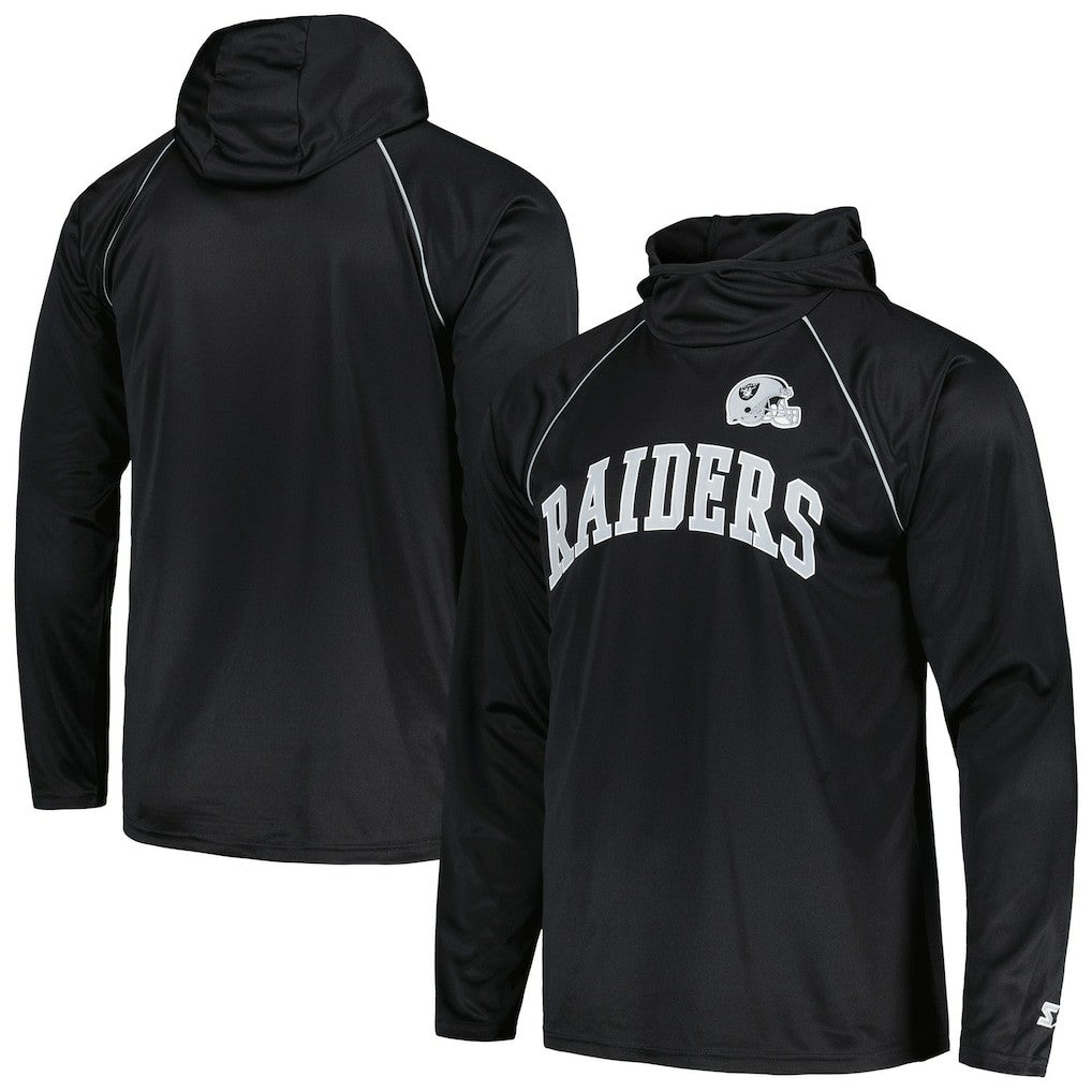 Las Vegas Raiders Starter Gridiron Classics Throwback Raglan Long Sleeve Hooded T-Shirt | NFL Hot
