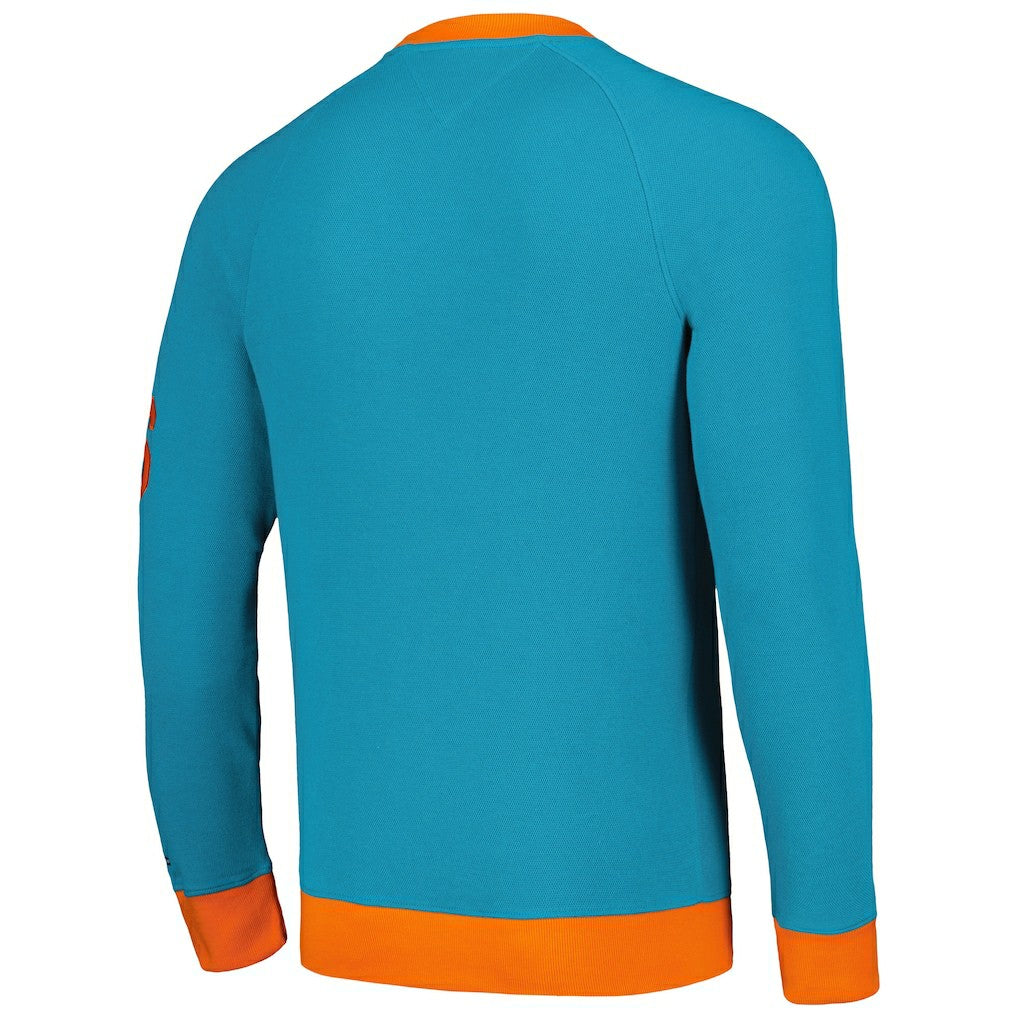Miami Dolphins Tommy Hilfiger Reese Raglan Tri-Blend Pullover Sweatshirt | NFL Discount