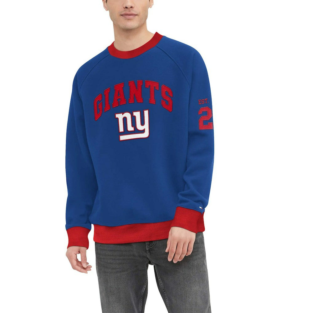 New York Giants Tommy Hilfiger Reese Raglan Tri-Blend Pullover Sweatshirt | NFL Outlet