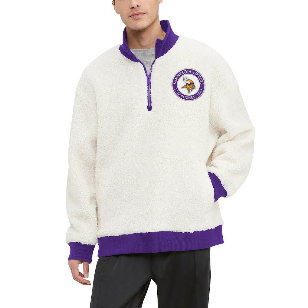 Minnesota Vikings Tommy Hilfiger Jordan Sherpa Quarter-Zip Sweatshirt | NFL Discount