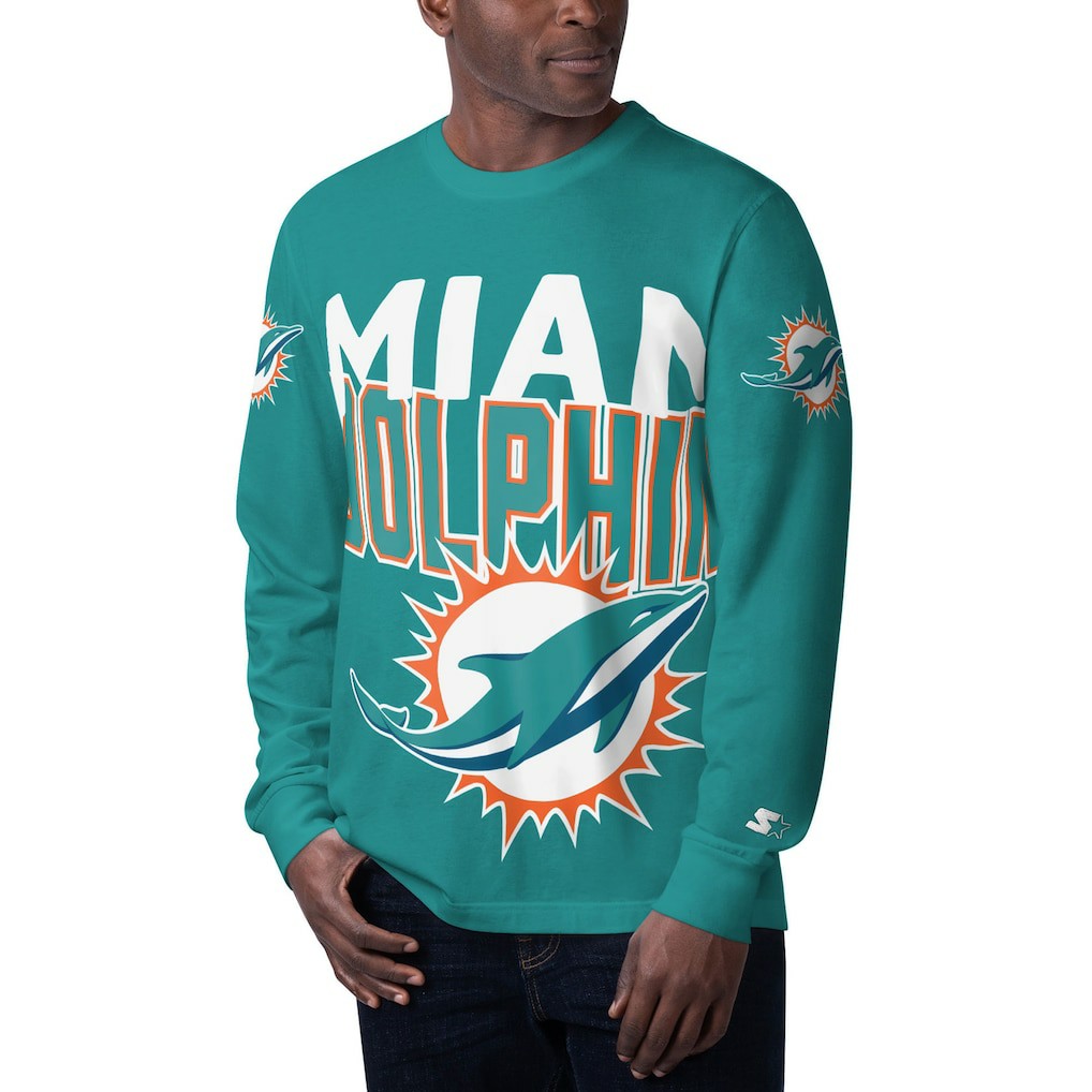 Miami Dolphins Starter Clutch Hit Long Sleeve T-Shirt | NFL Discount