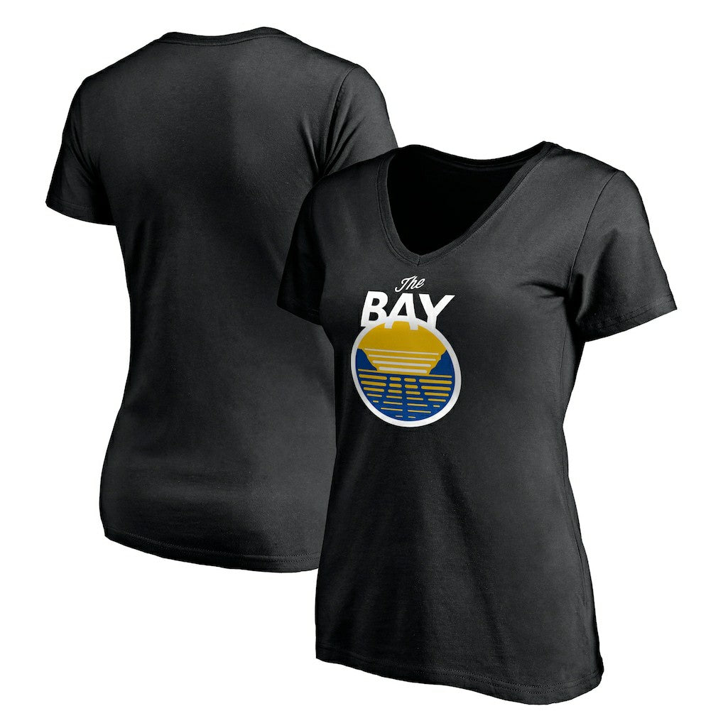 Black Golden State Warriors Women's Primary Logo V-Neck T-Shirt sale | NBA