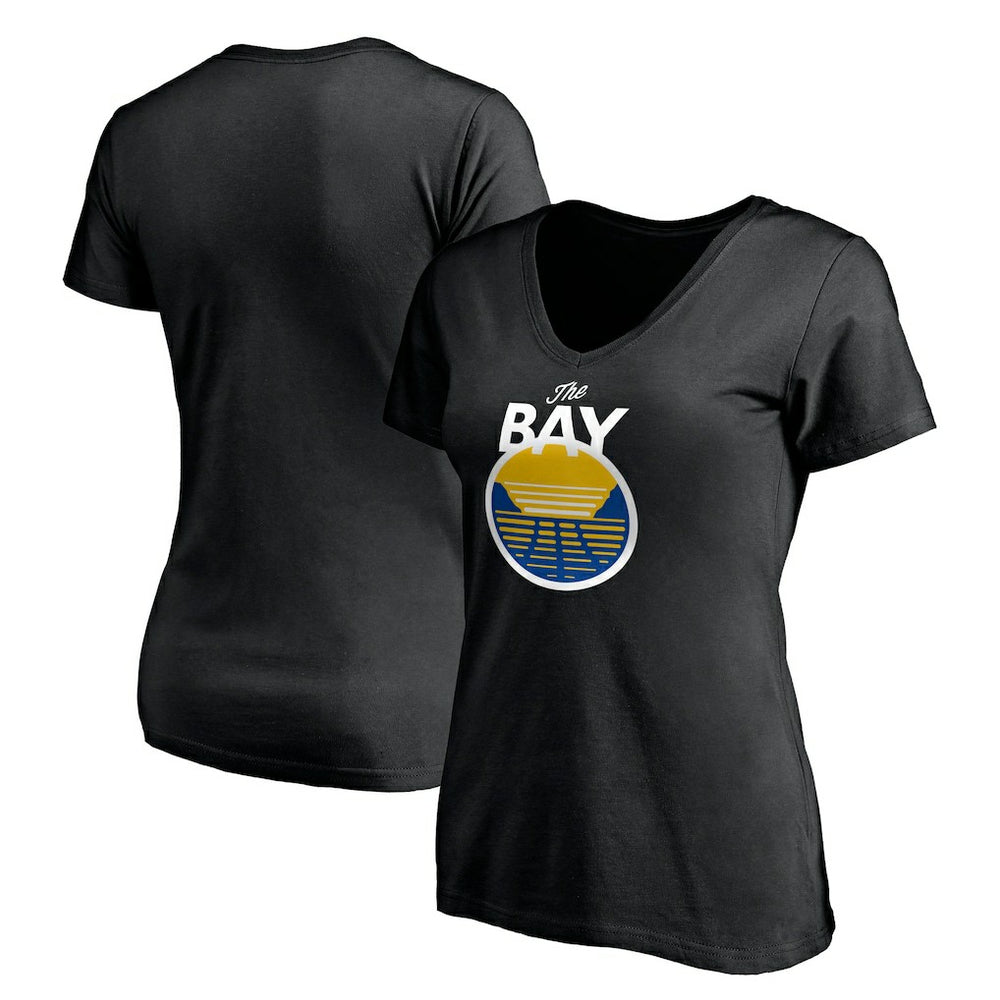 Black Golden State Warriors Women's Primary Logo V-Neck T-Shirt sale | NBA