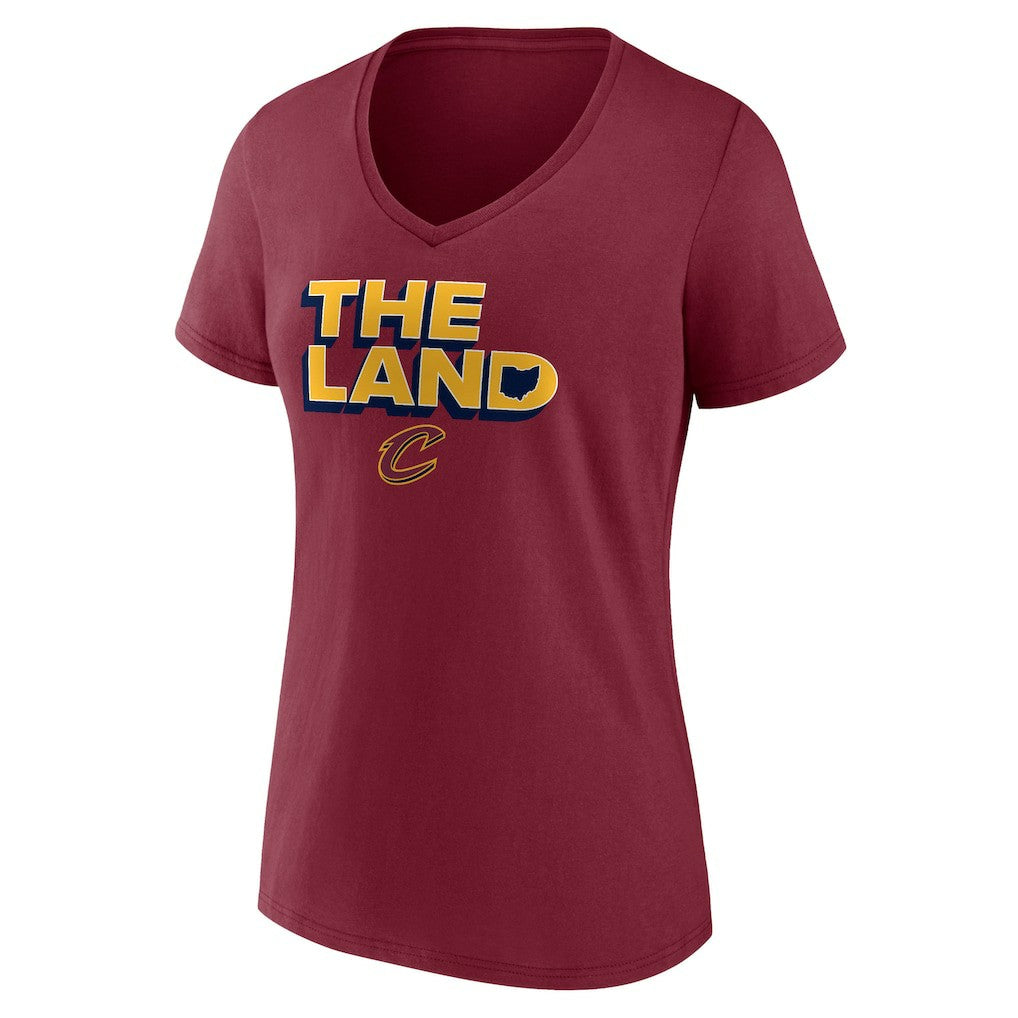 Wine Cleveland Cavaliers Women's Hometown Collection The Land V-Neck T-Shirt sale | NBA