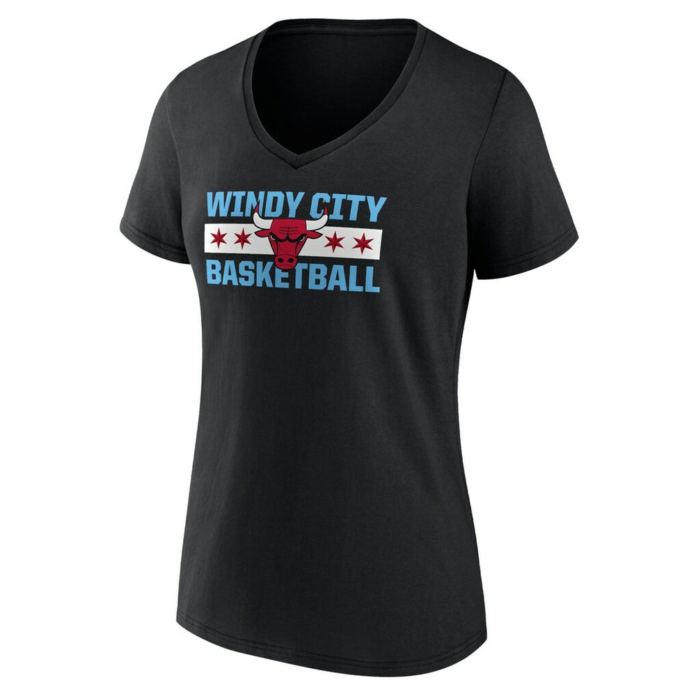 Black Chicago Bulls Women's Hometown Collection Windy City V-Neck T-Shirt sale | NBA
