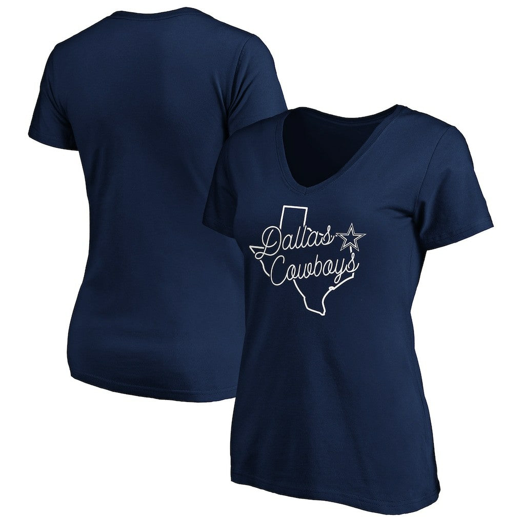 Dallas Cowboys Women's Script V-Neck T-Shirt | NFL Hot