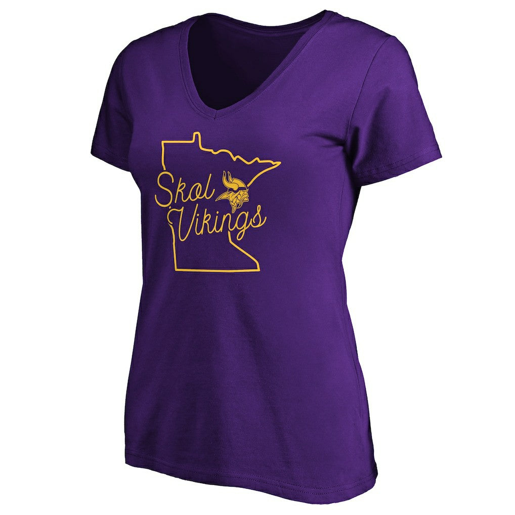Minnesota Vikings Women's Script V-Neck T-Shirt | NFL Discount