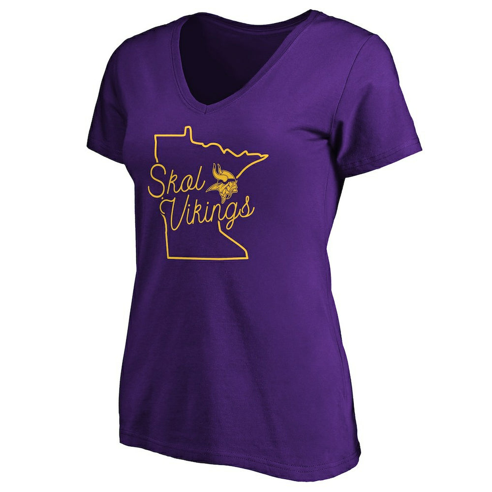 Minnesota Vikings Women's Script V-Neck T-Shirt | NFL Discount