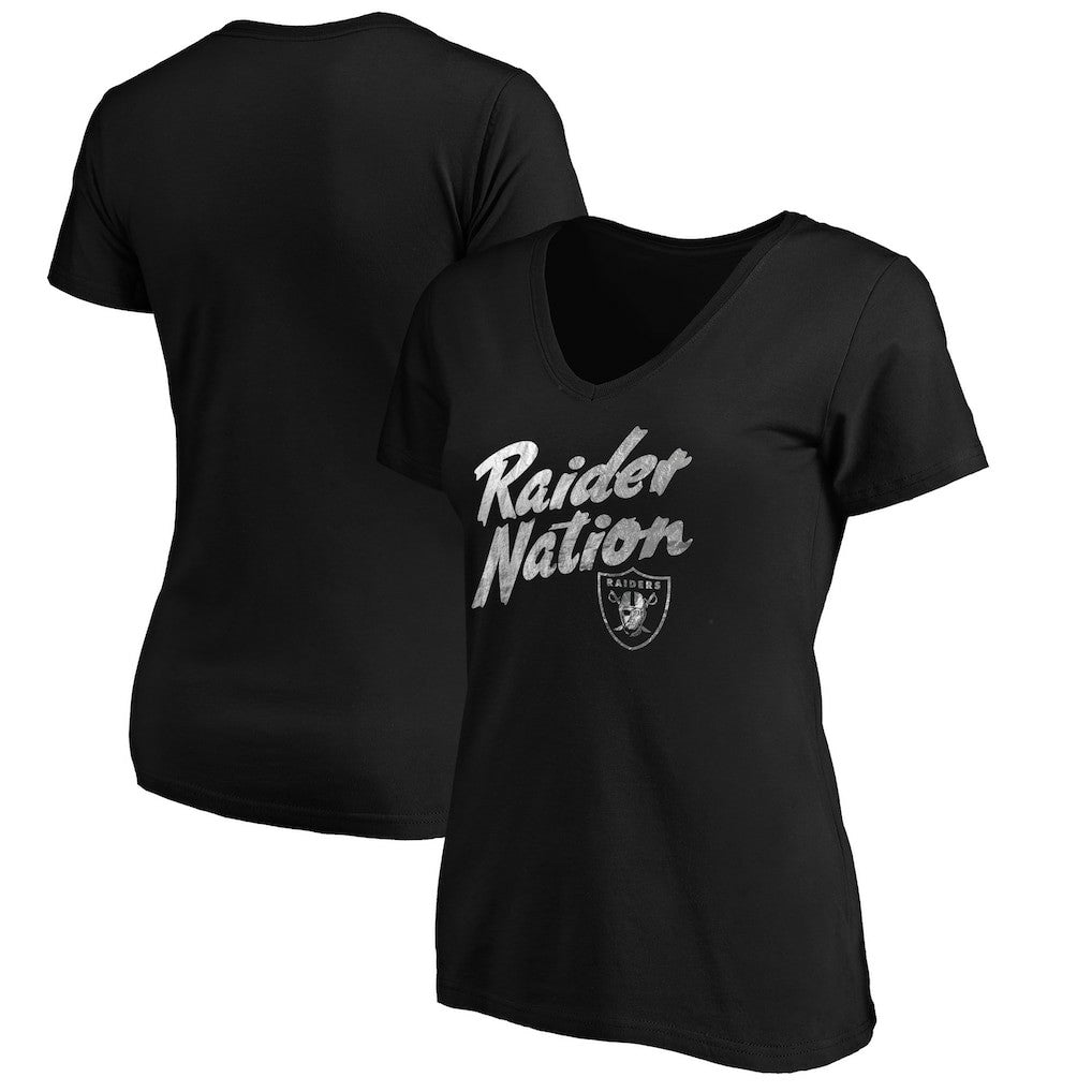 Las Vegas Raiders Women's Hometown Collection Raider Nation V-Neck T-Shirt | NFL Discount