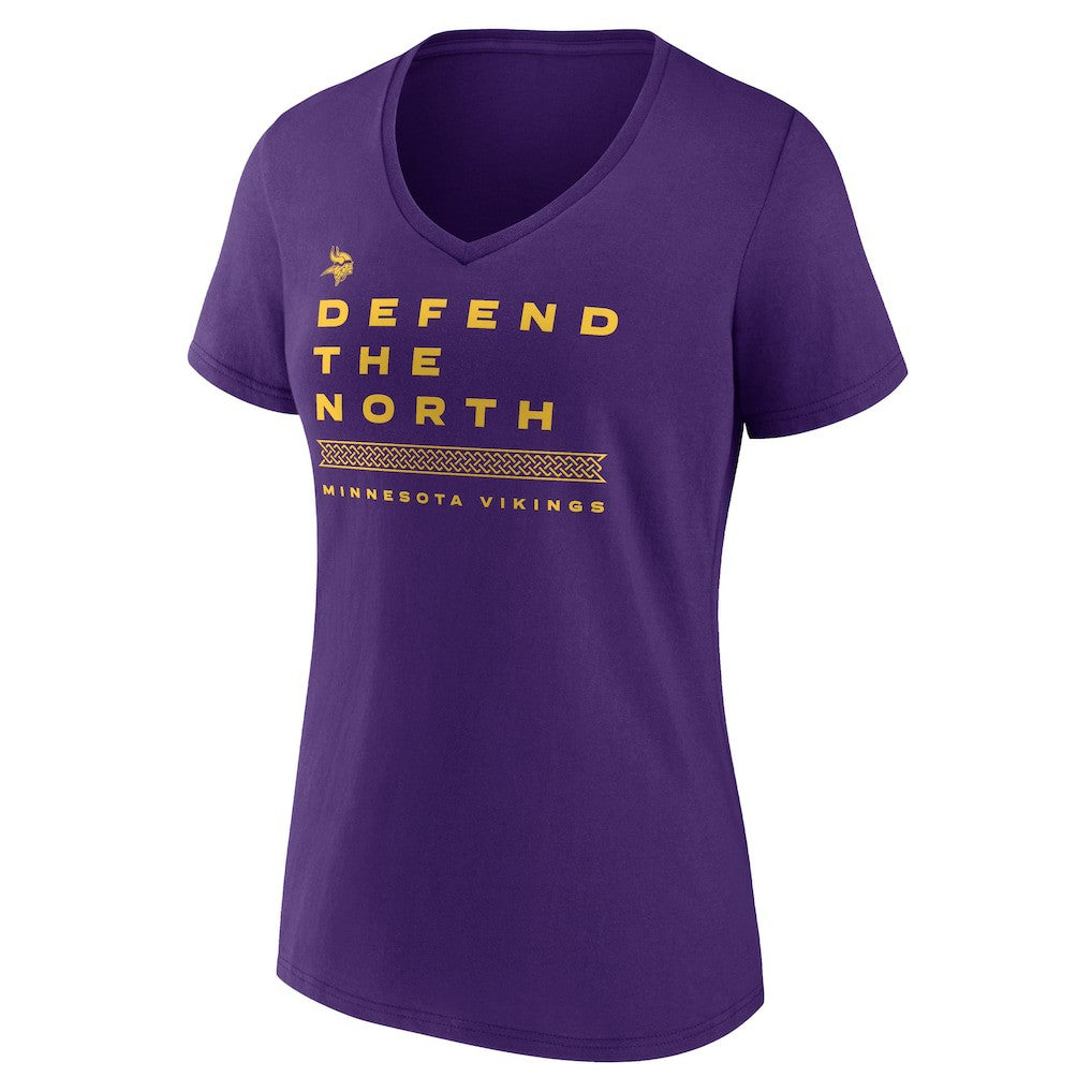Minnesota Vikings Women's Hometown Collection Defend The North V-Neck T-Shirt | NFL Discount